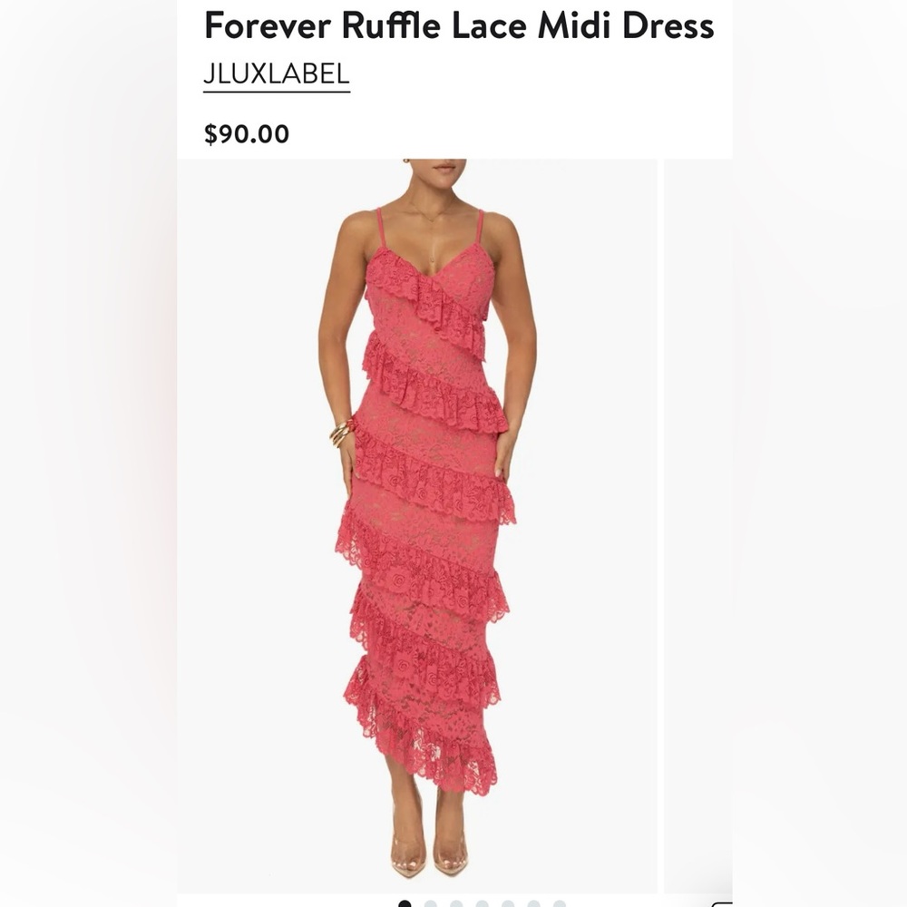 Pink Lace Ruffle Maxi Dress